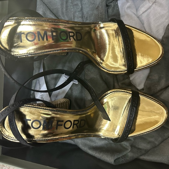 Metallic Rope Ankle-Strap Platform Sandals 140mm TOM FORD AUTHENTIC Size 40 - Picture 3 of 6